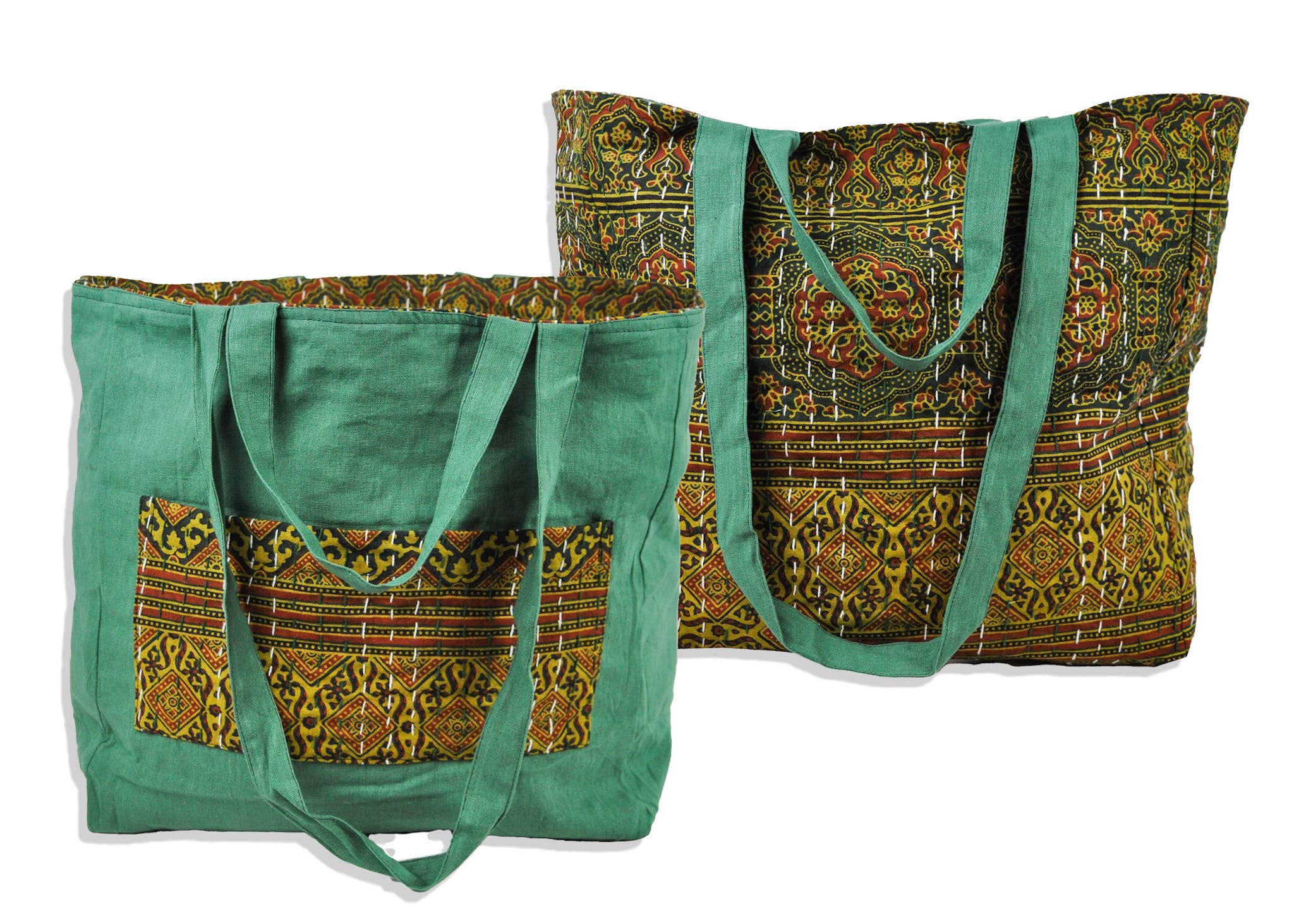 Zumki - Wholesale Tote Bag - Women's - Reversible Kantha Cotton Shopping Shoulder Tote Bag1