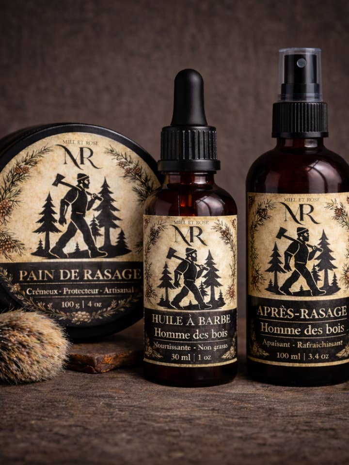 Ensemble soins naturels – Homme des Bois pour la vente par Miel et Rose