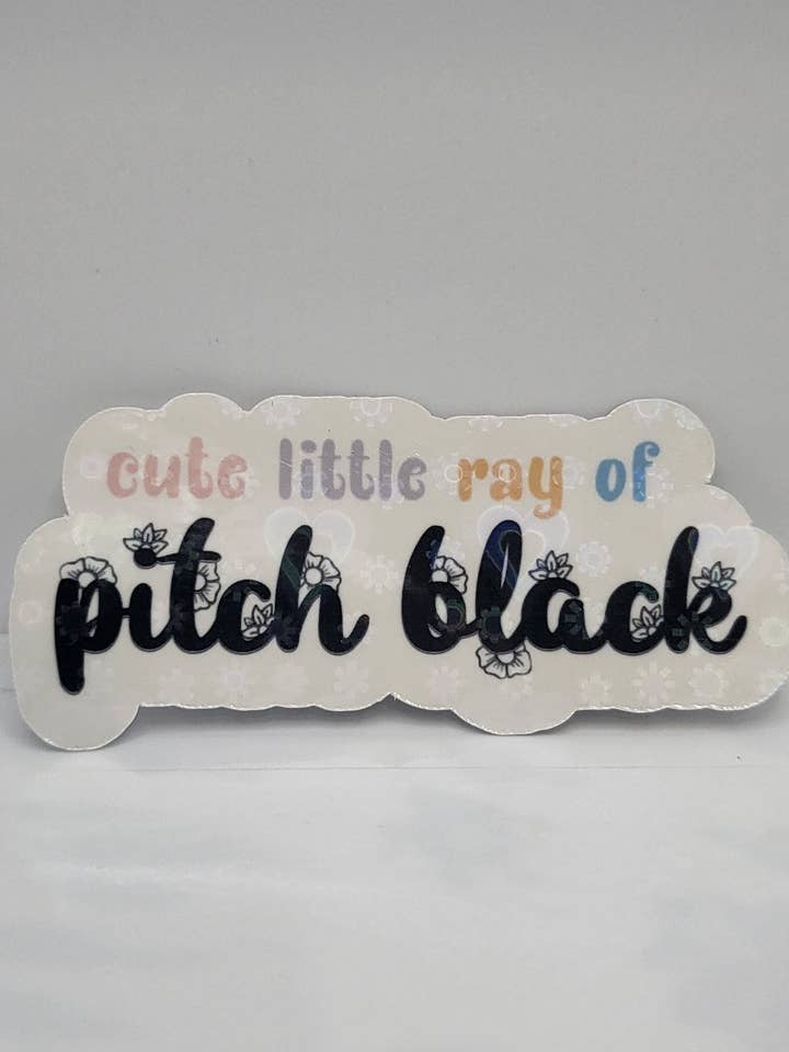 Holographic Pitch Black Cute Laptop Sticker for wholesale by Avenue Cute