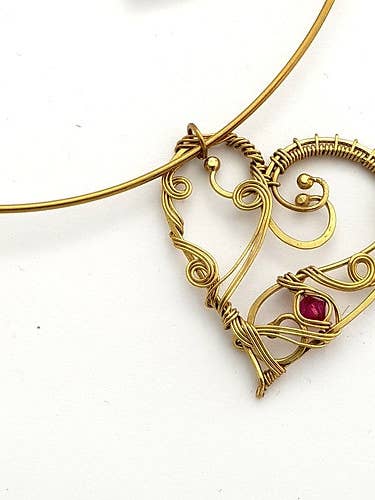 brass heart necklace for wholesale by Kokkozik Jewelry
