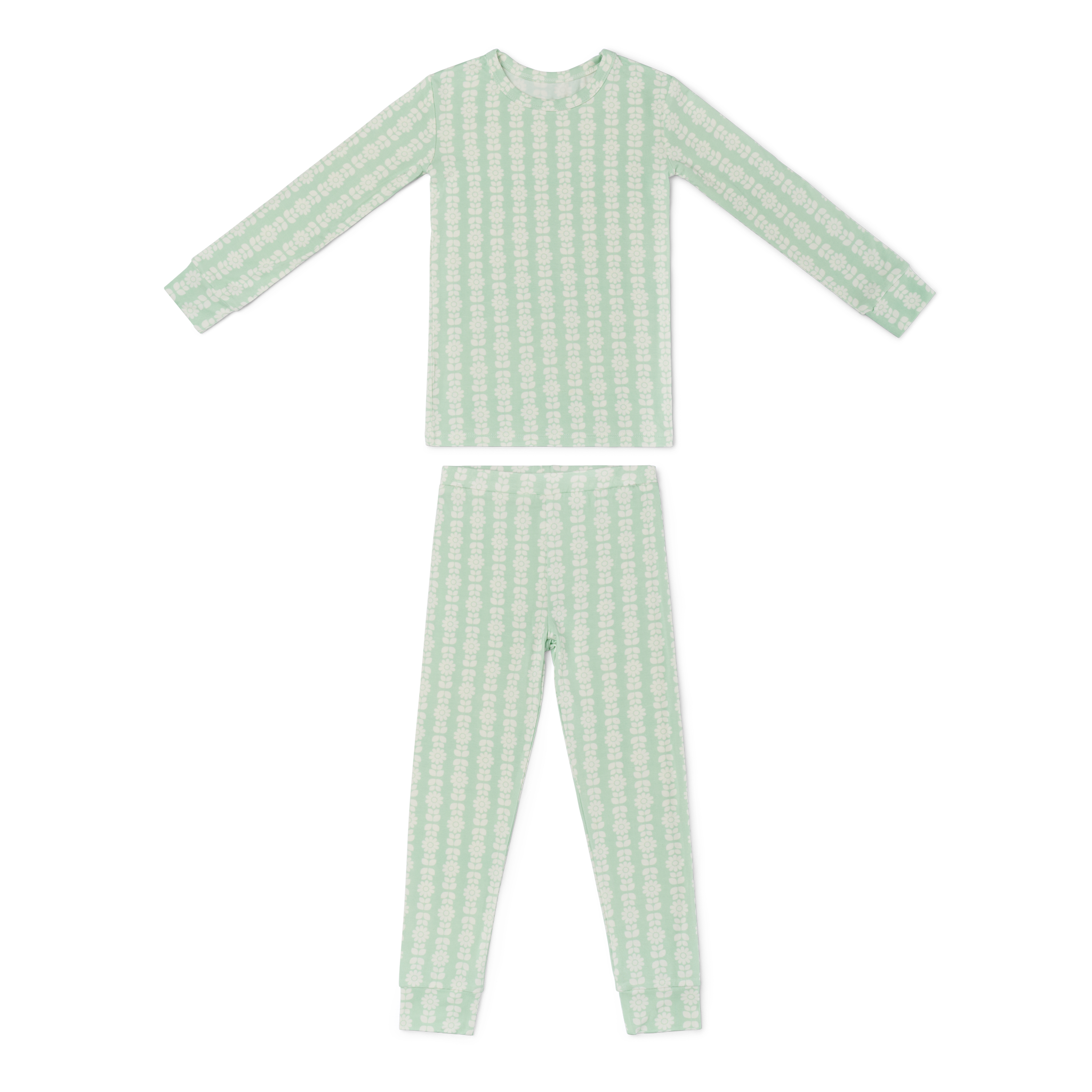 Motette - Wholesale Sleepwear Set - Kids - Mint Meadows Bamboo Toddler Pajama Set1
