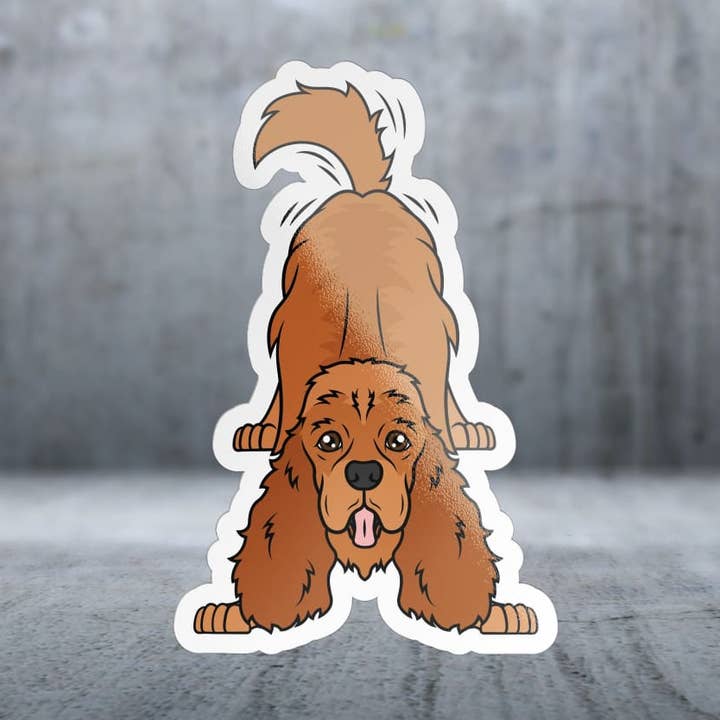 Speelse Cocker Spaniel - Sticker voor wholesale door Two Feet Treats