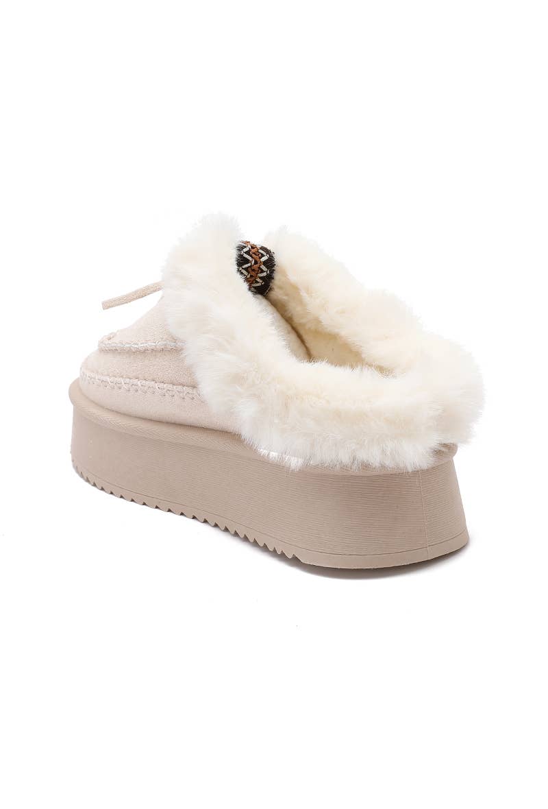 Joia Paris - Wholesale Mules - Women's - Fur-lined mules with thick sole and braided strap RU-212
