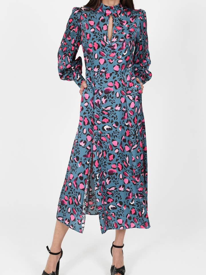 Paris Midi Dress in Leopard Print for wholesale by SIRENS