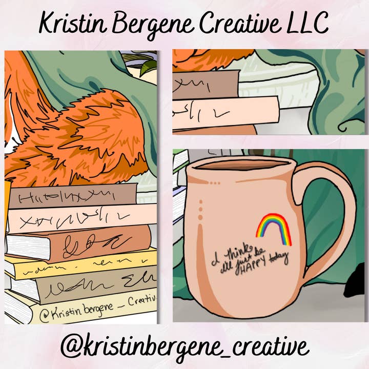 Kristin Bergene Creative LLC - Wholesale Season's Greetings Card - Fox Librarian Greeting Cards | Blank Inside, 5.5” x 4”6