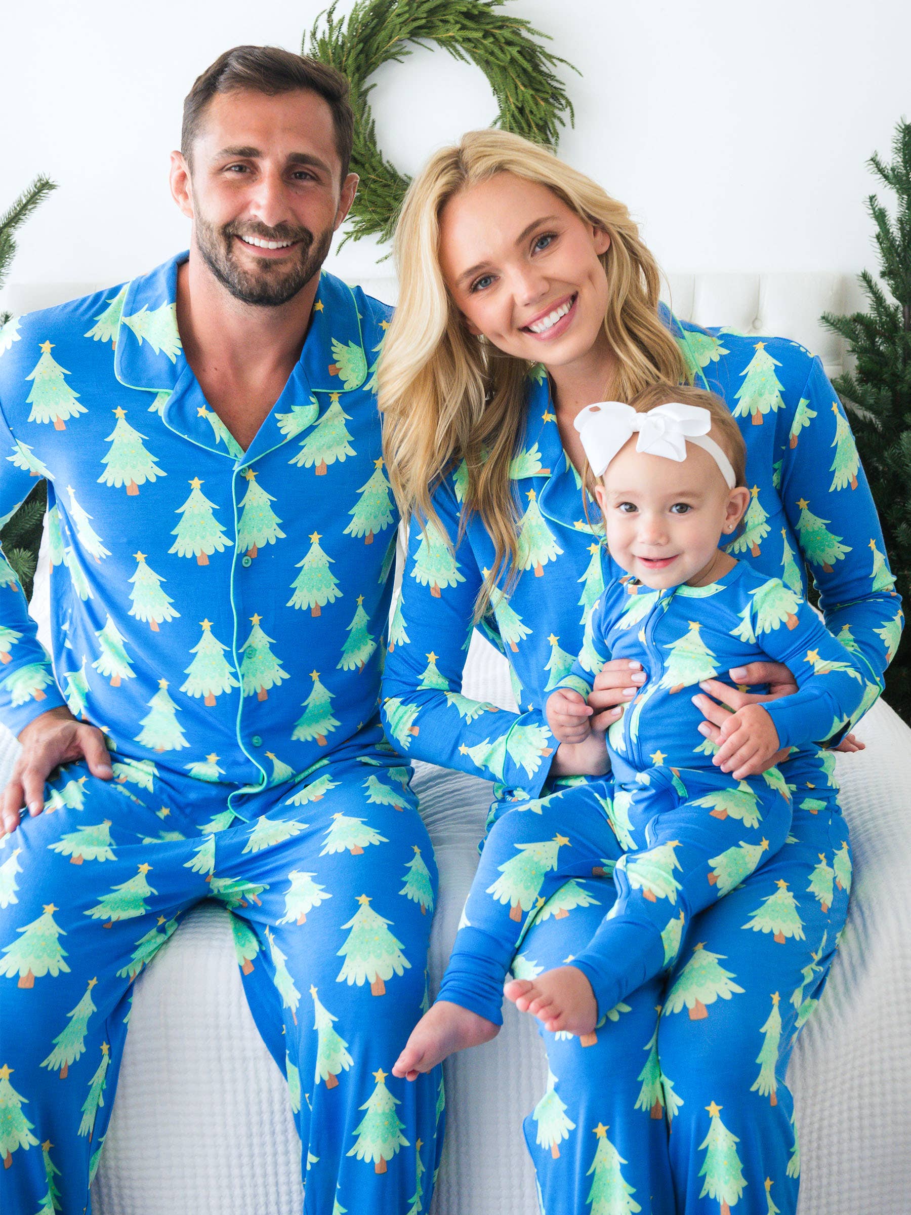 SoftSnooze™ Baby Bamboo Viscose Blue Twinkling Trees Convertible One Piece Footie Pajama for wholesale on Faire6