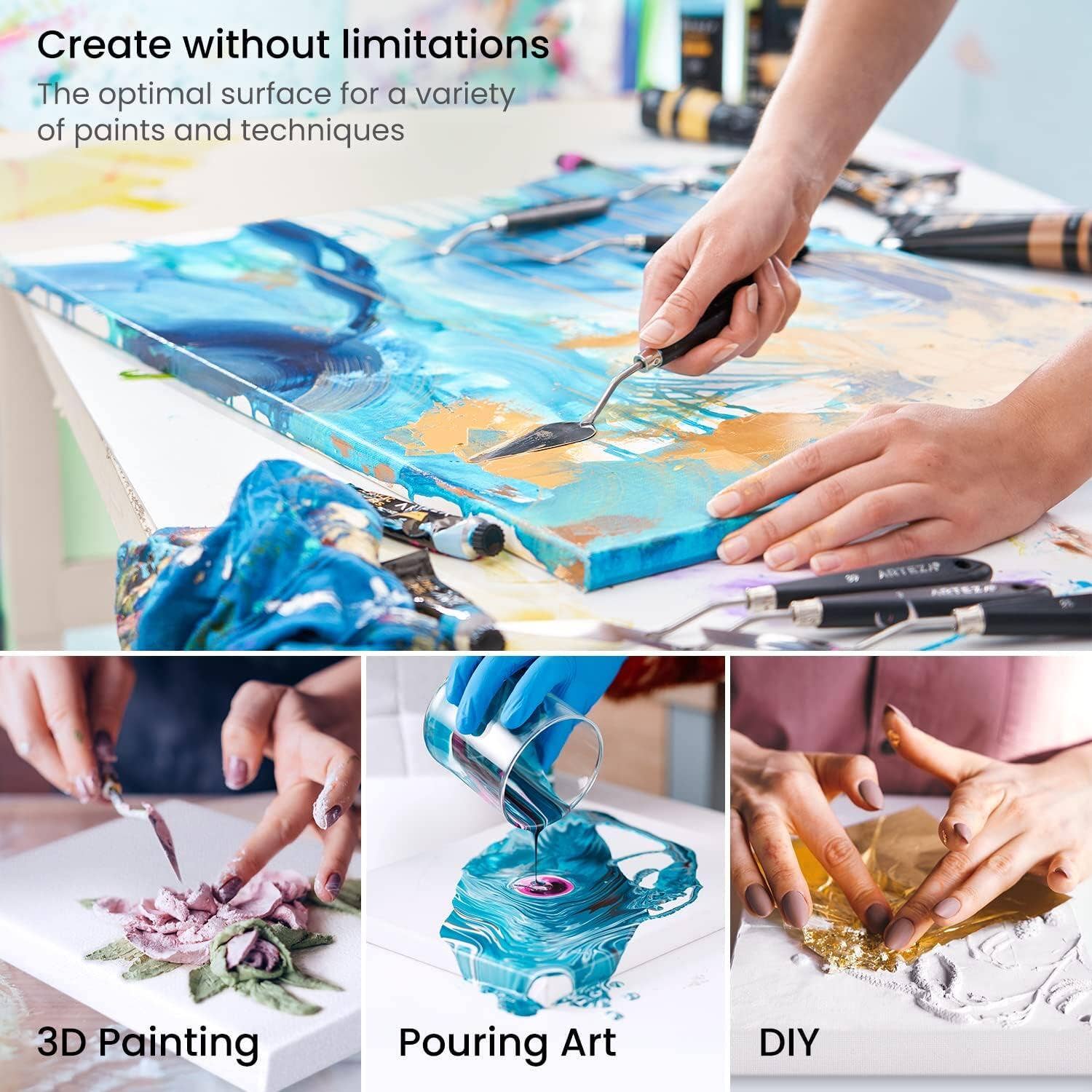 Plaid Crafts - Wholesale Blank Canvas - Arteza® Classic Stretched Canvas Pack, 36" x 48", 2 pc.4