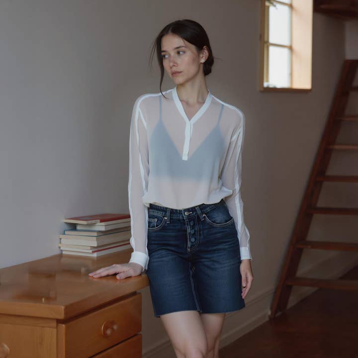 Ro & De Damesblouse met Mandarijnkraag voor wholesale door Robin K