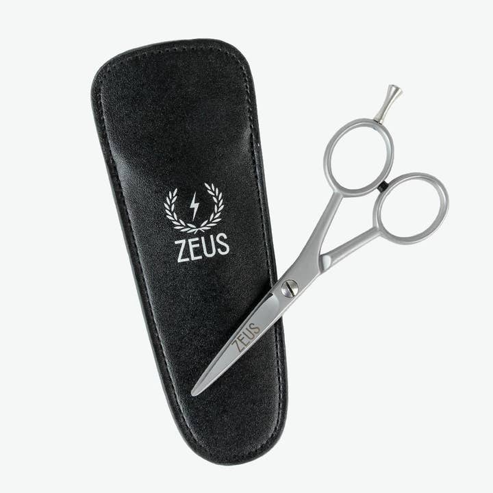 Beard & Mustache Scissors with Leather Sheath for wholesale by Zeus Beard