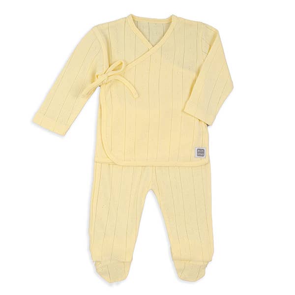 yellow Ribbed Knit Set 100% Cotton Crossed Sweater for wholesale on Faire2