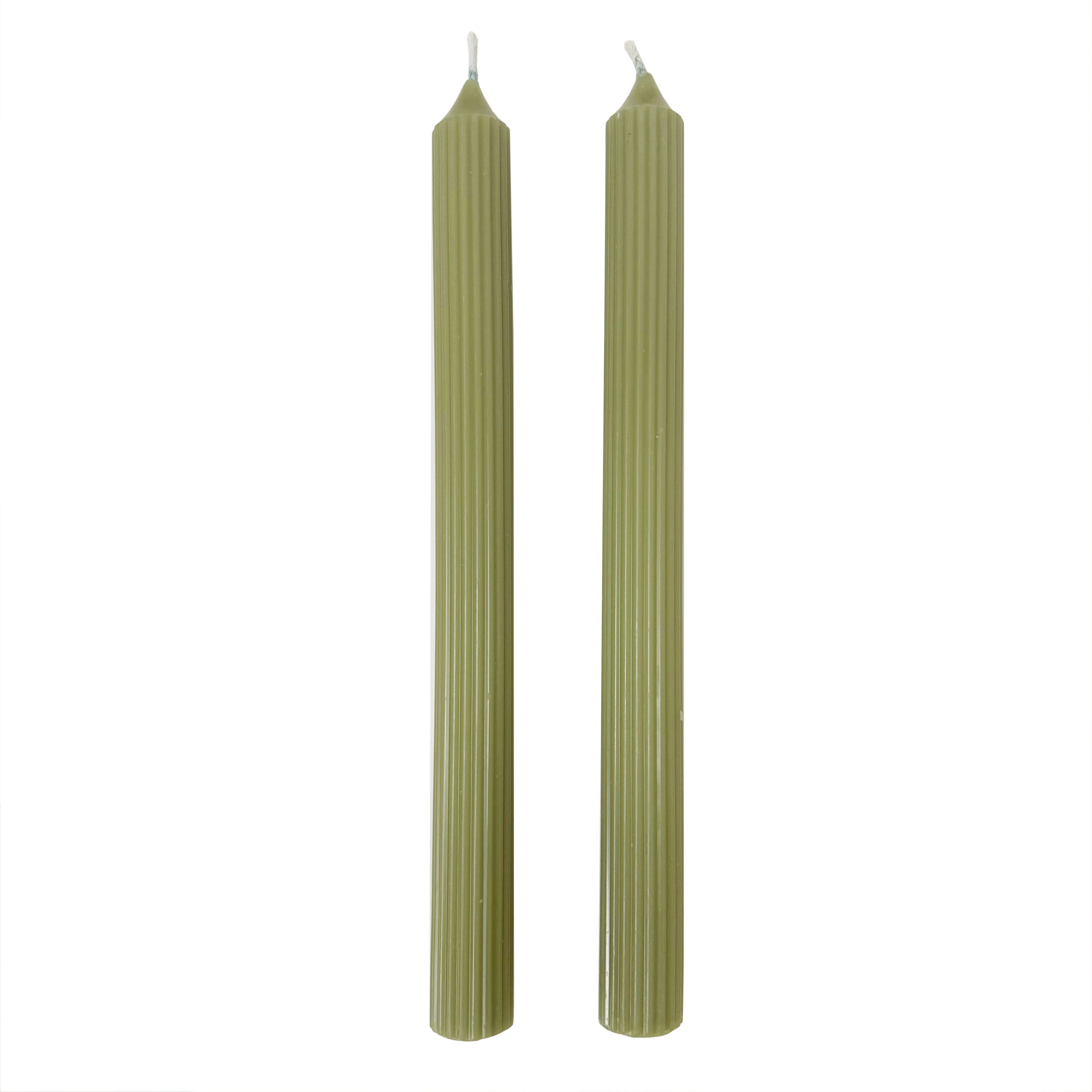 Andaluca - Wholesale Jar/Filled Candle - Green Ridged Taper Candles (Set of 2)2