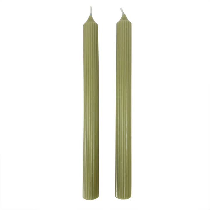 Andaluca - Wholesale Jar/Filled Candle - Green Ridged Taper Candles (Set of 2)2