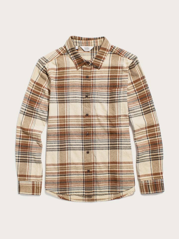 Ash Slim Shirt / Latte Plaid for wholesale by Bridge & Burn
