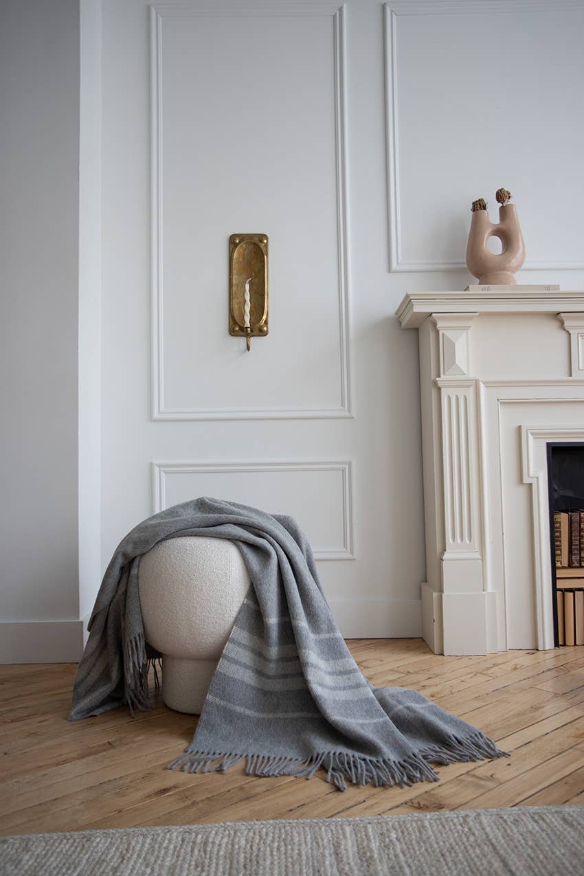 Linen Way Inc. - Wholesale Throw Blanket - Dublin Alpaca Wool Throw - Grey with Ivory Stripes1