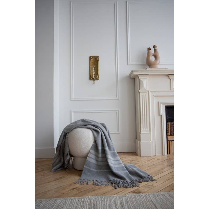 Linen Way Inc. - Wholesale Throw Blanket - Dublin Alpaca Wool Throw - Grey with Ivory Stripes1