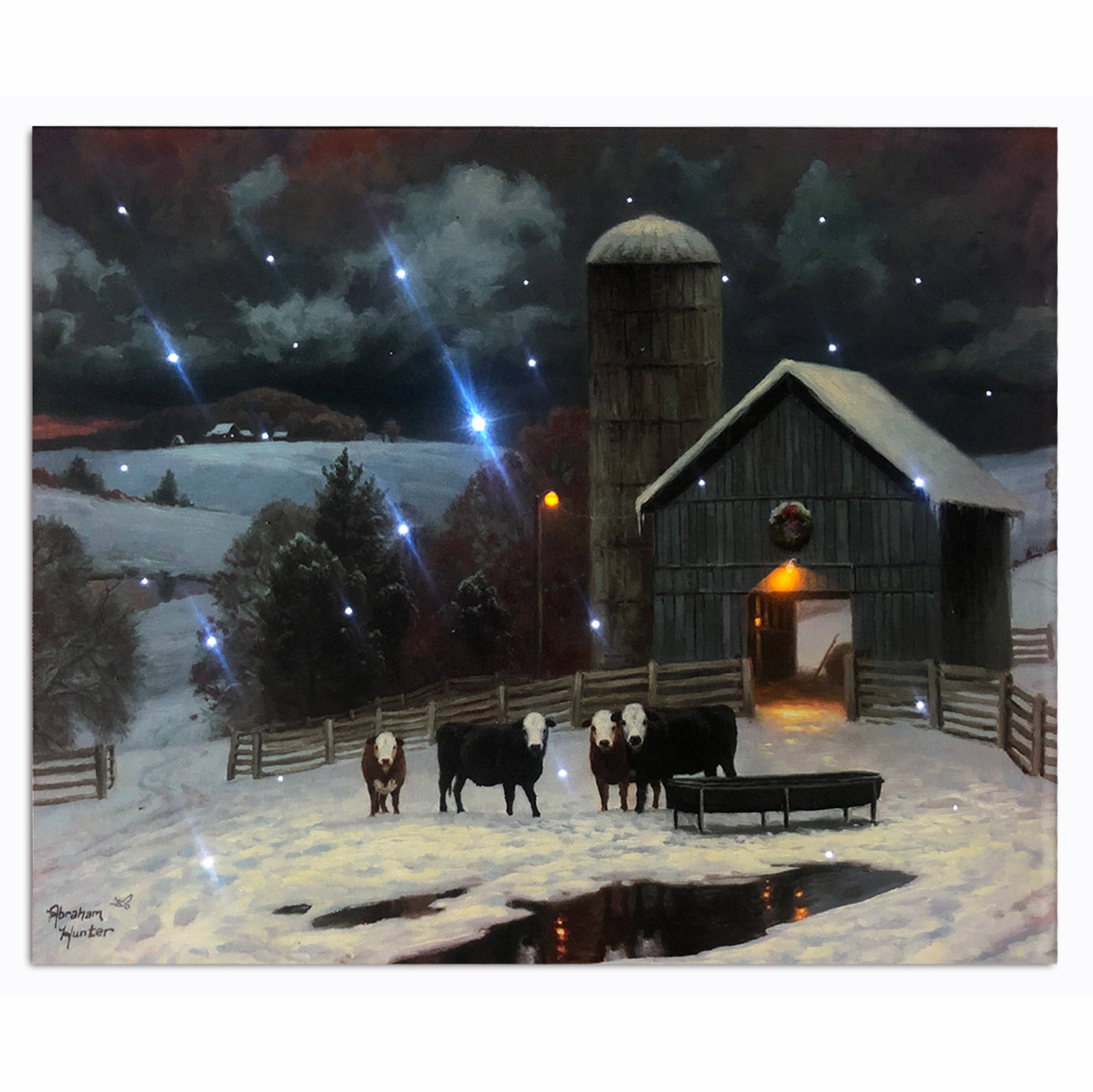 Oak Street Wholesale - Wholesale Christmas Wall Art - Light Wintery Farm0