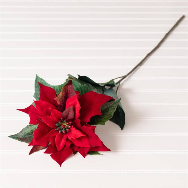 Audrey's Home & Gift - Wholesale Artificial Flowers - Stem - Red Velvet Poinsettia (PK/12)1
