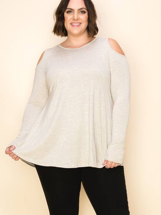 11019LP07 - TOP PLUS SIZE A MANICHE LUNGHE CON SPALLINE SCOPERTE per la vendita all'ingrosso da parte di A.gain