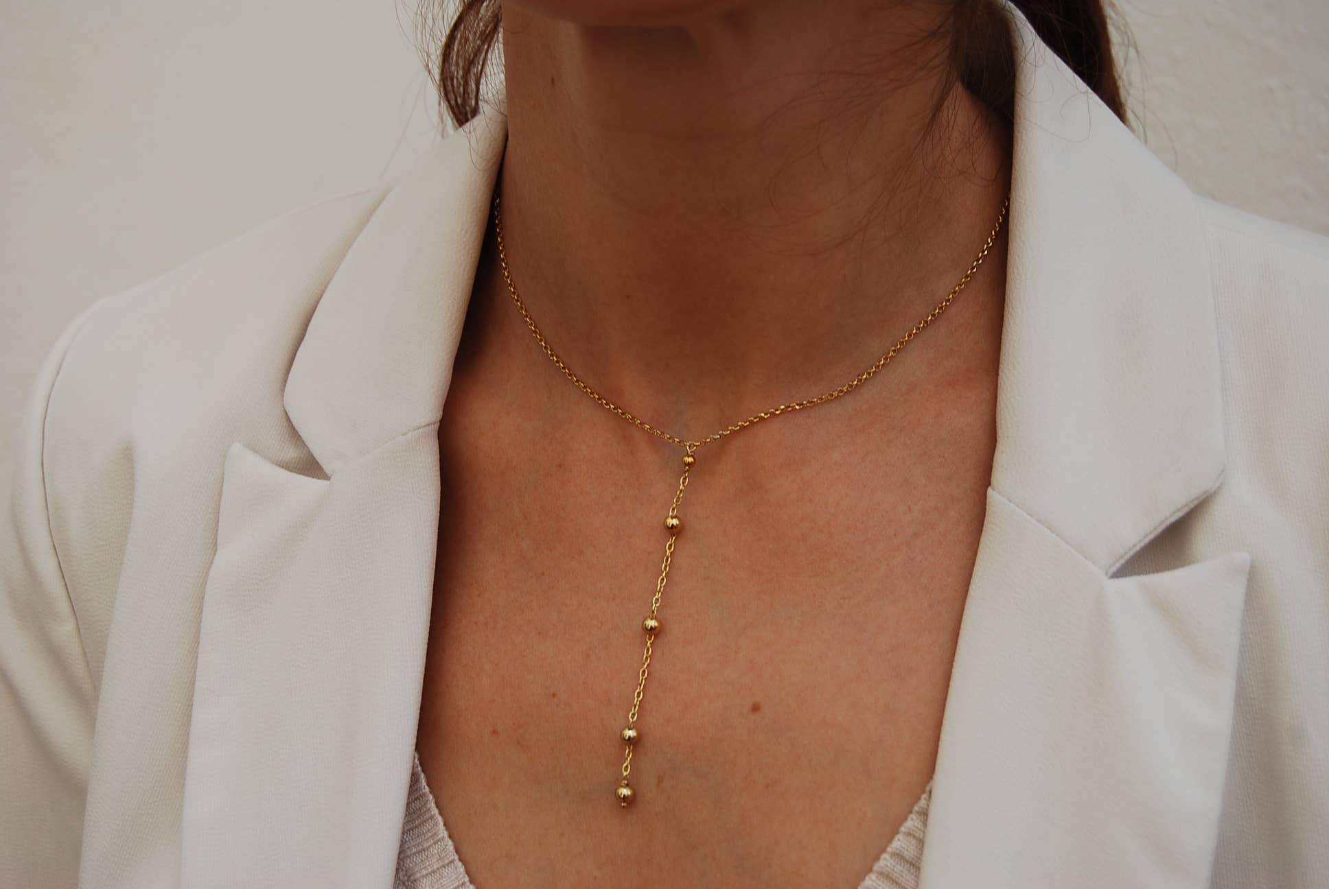 Yneda Jewels - Wholesale Y-Neck/Lariat Necklace - Sterling silver necklace with balls, long layered necklace.3