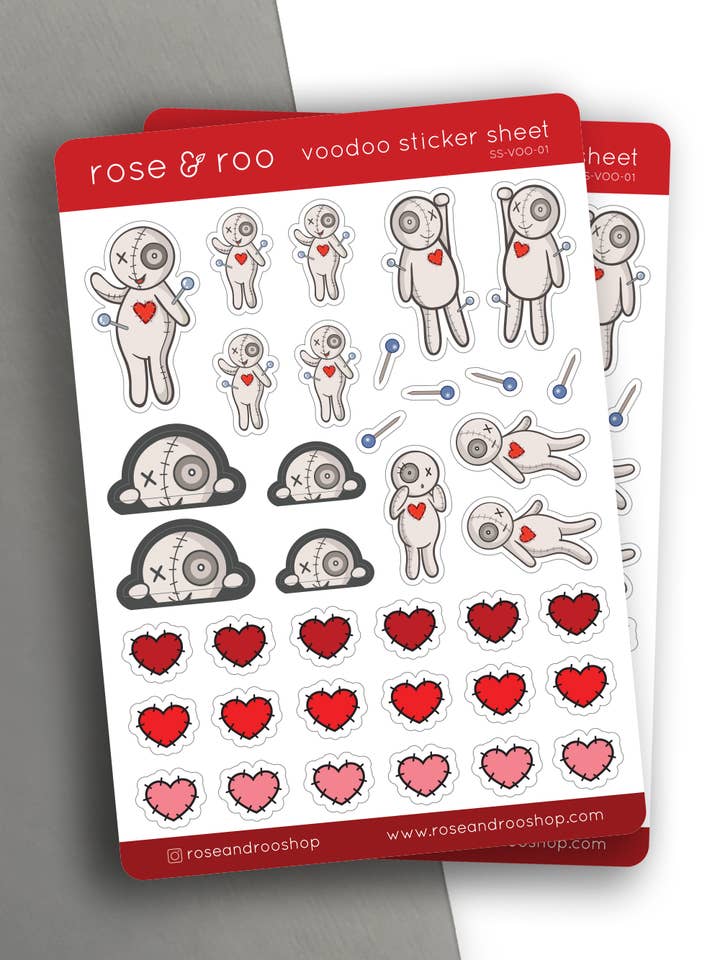 voodoo sticker sheet, A6, vinyl for wholesale by rose & roo