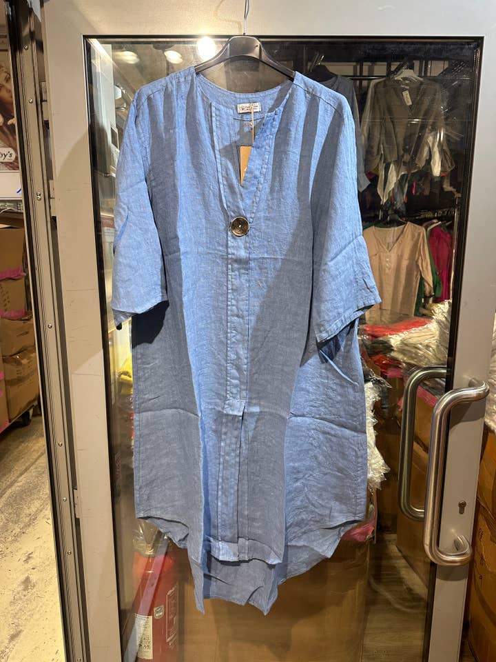 LÉA & LUC - Vente Robe – femme - Robes en 100% Lin avec un bouton REF. 554736