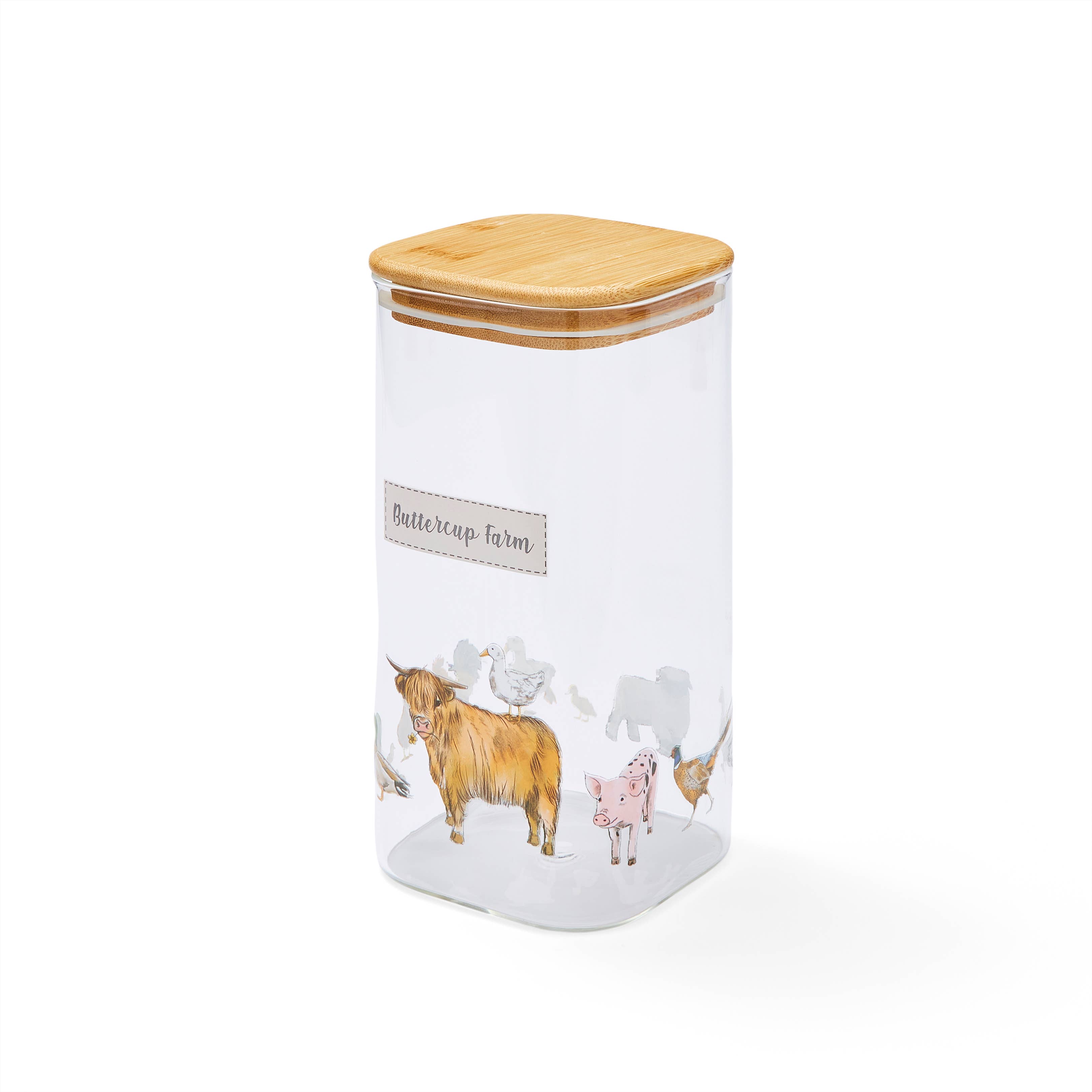 Multi Barattolo in vetro da 1,5 l con coperchio in bambù a pressione Buttercup Farm in vendita all'ingrosso su Faire0