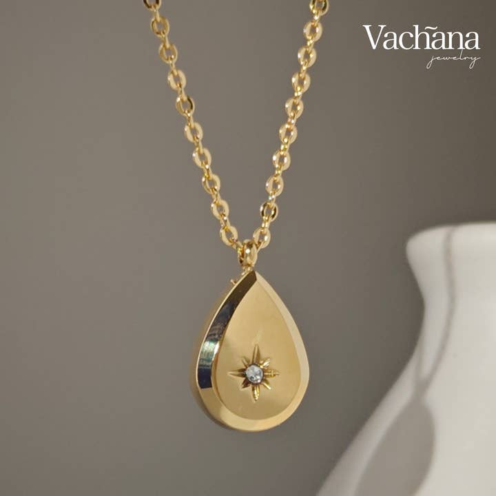 Vachana – wholesale Pendant/charm necklace – Teardrop, Rectangular Cubic Zirconia North Star Necklace 2