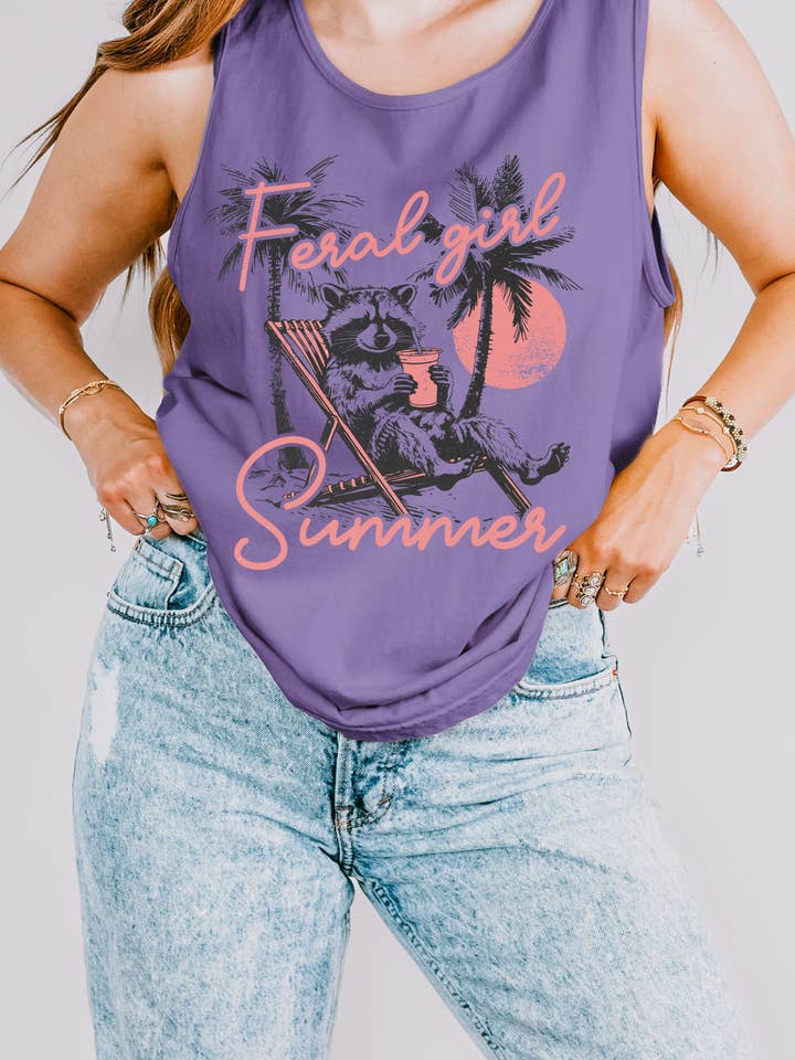 Feral Girl Sommer Grafik Tanktop für den Großhandel von CMD Wholesale