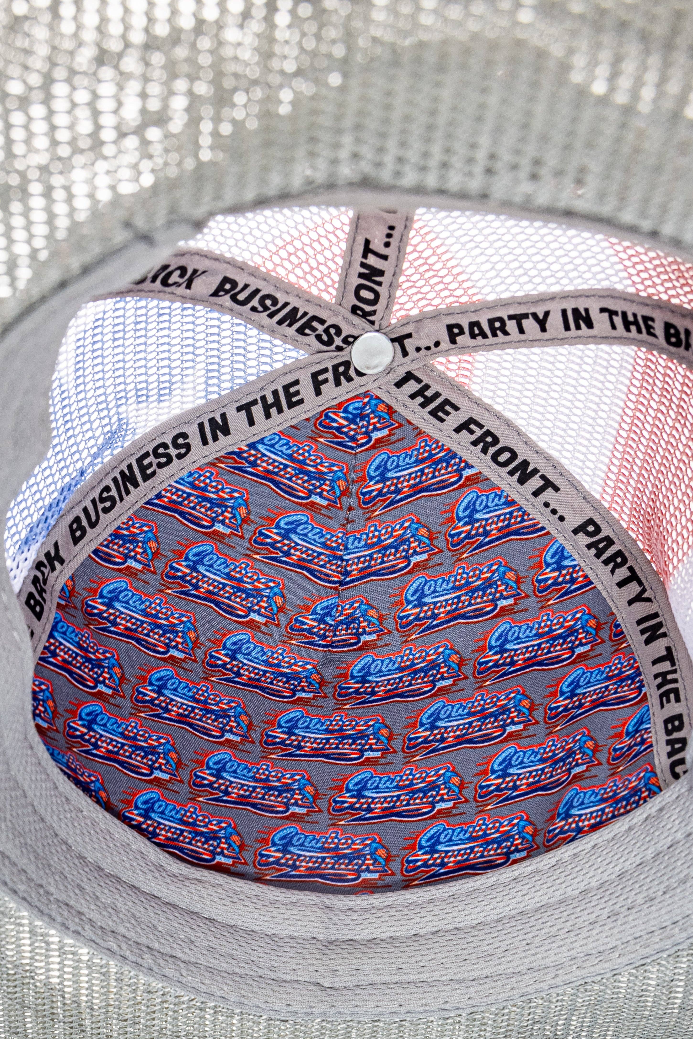 Cowboy Snapback - Wholesale Cowboy Hat - Unisex - GRAY USA MESH COWBOY SNAPBACK: 5 PANEL - BLANK4
