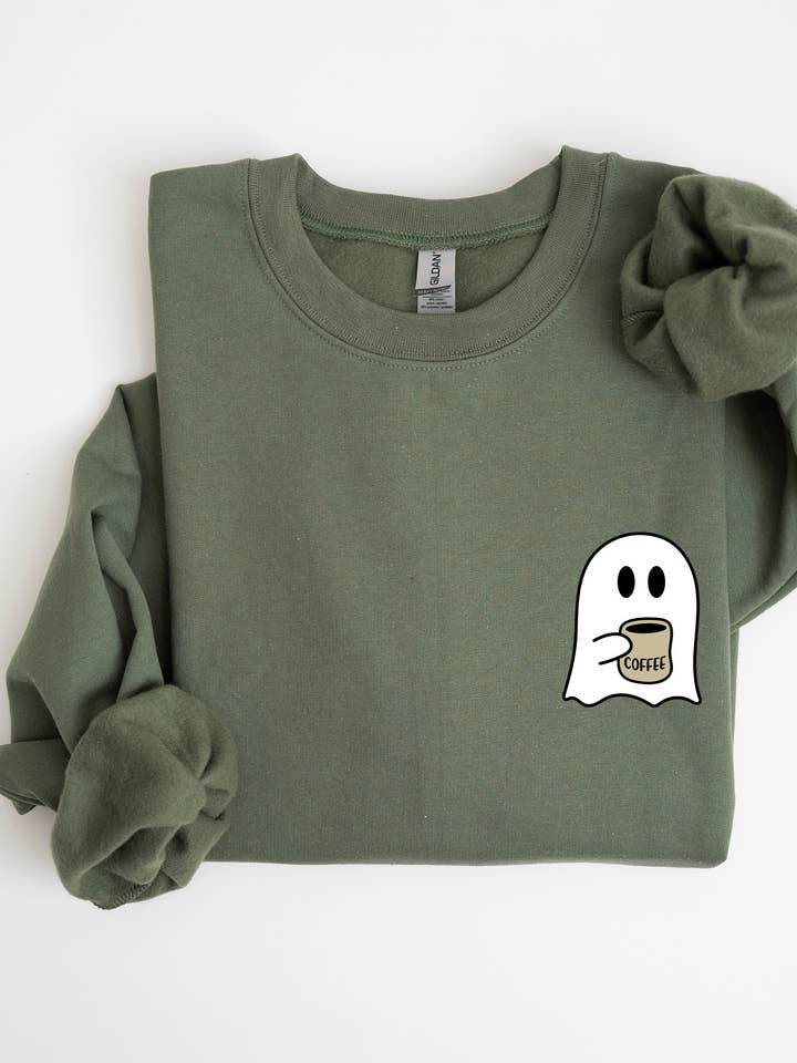 Refinery Number One LLC - Wholesale Graphic Sweatshirt - Women's - Ghost, Coffee Lover, Pocket, Skeleton, Halloween Sweatshirt4