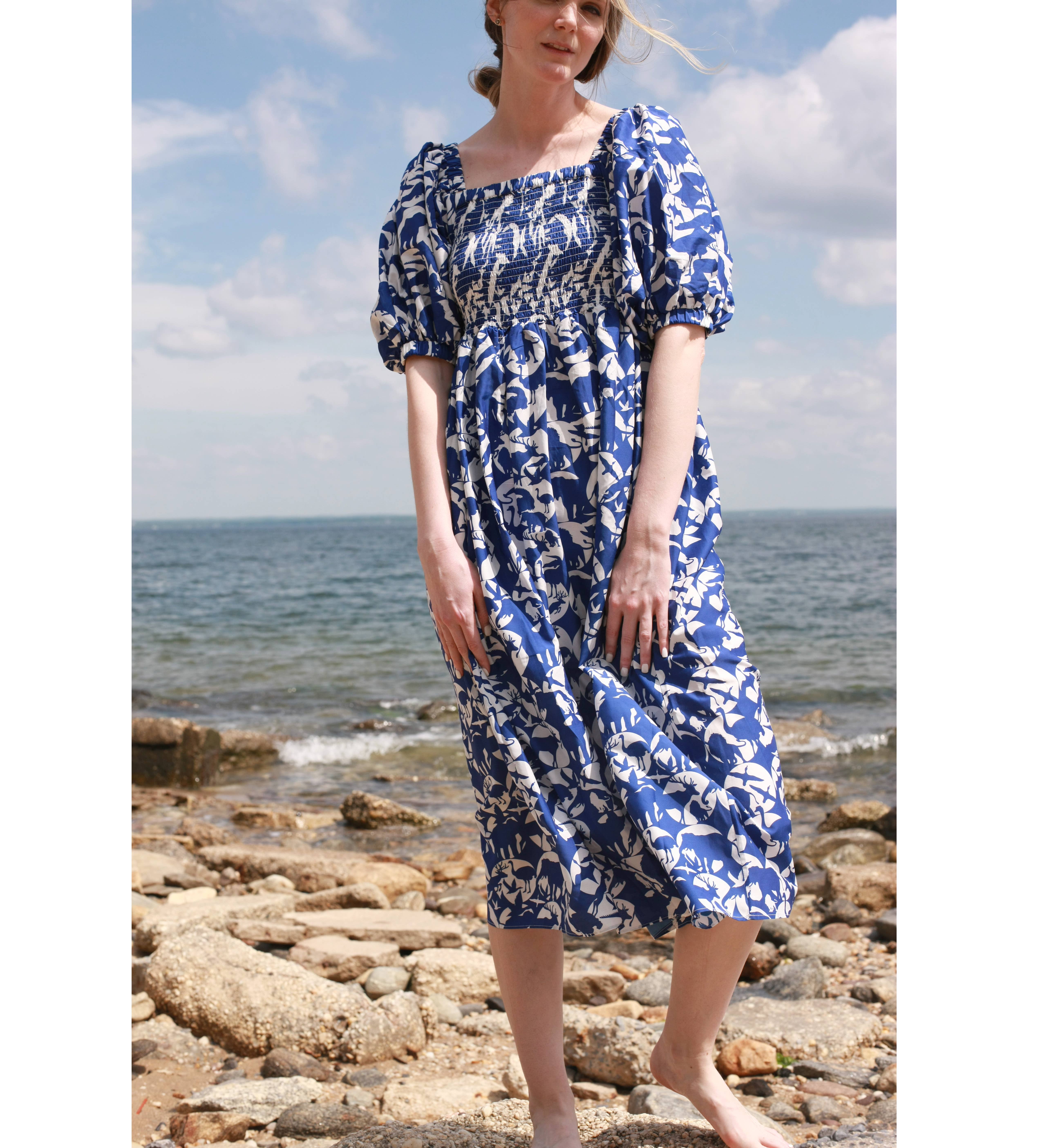 Jessie Zhao New York - Wholesale Dress - Women's - Animal World Smocked Cotton Silk Dress9