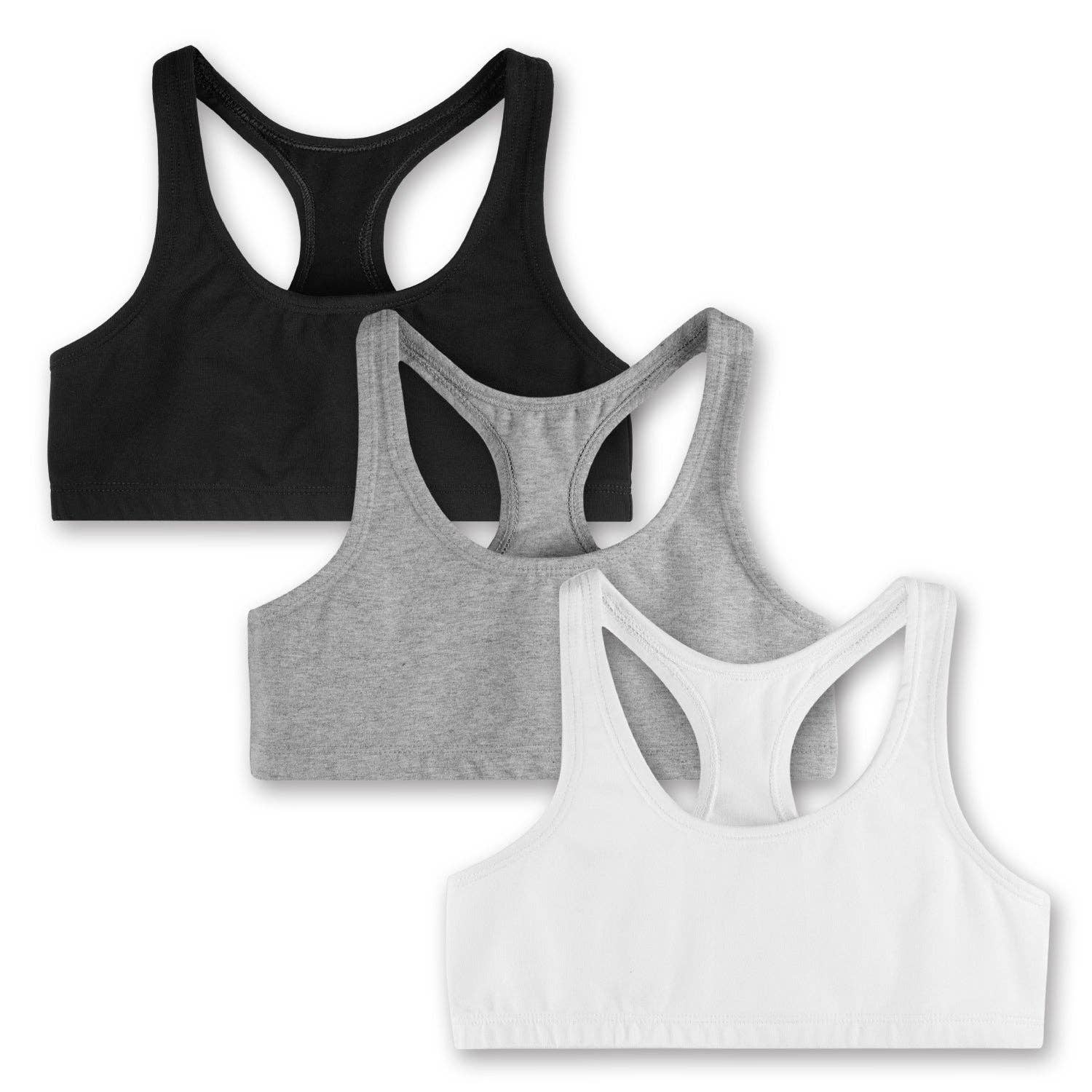 Mightly – wholesale Sports bra – Kids – Girls Bras: Organic Cotton Racerback 3 Pack1