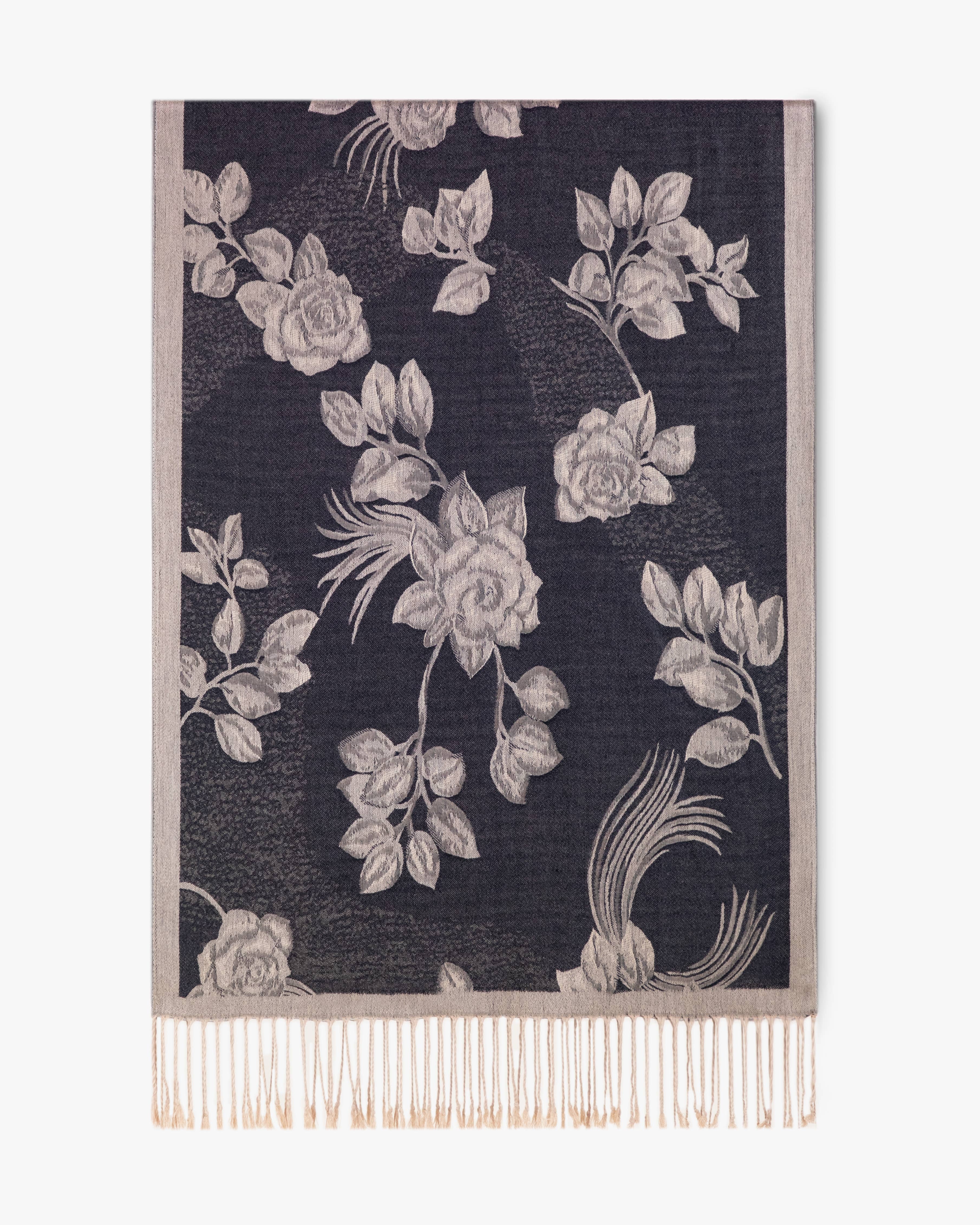 Original USA - Vente Écharpe – femme - Pashmina à bordure solide avec roses12