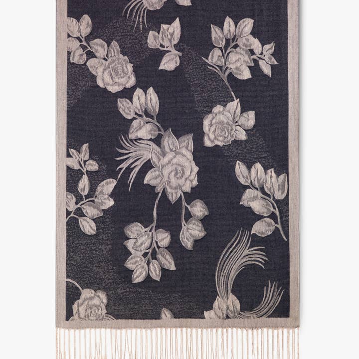 Original USA - Vente Écharpe – femme - Pashmina à bordure solide avec roses12