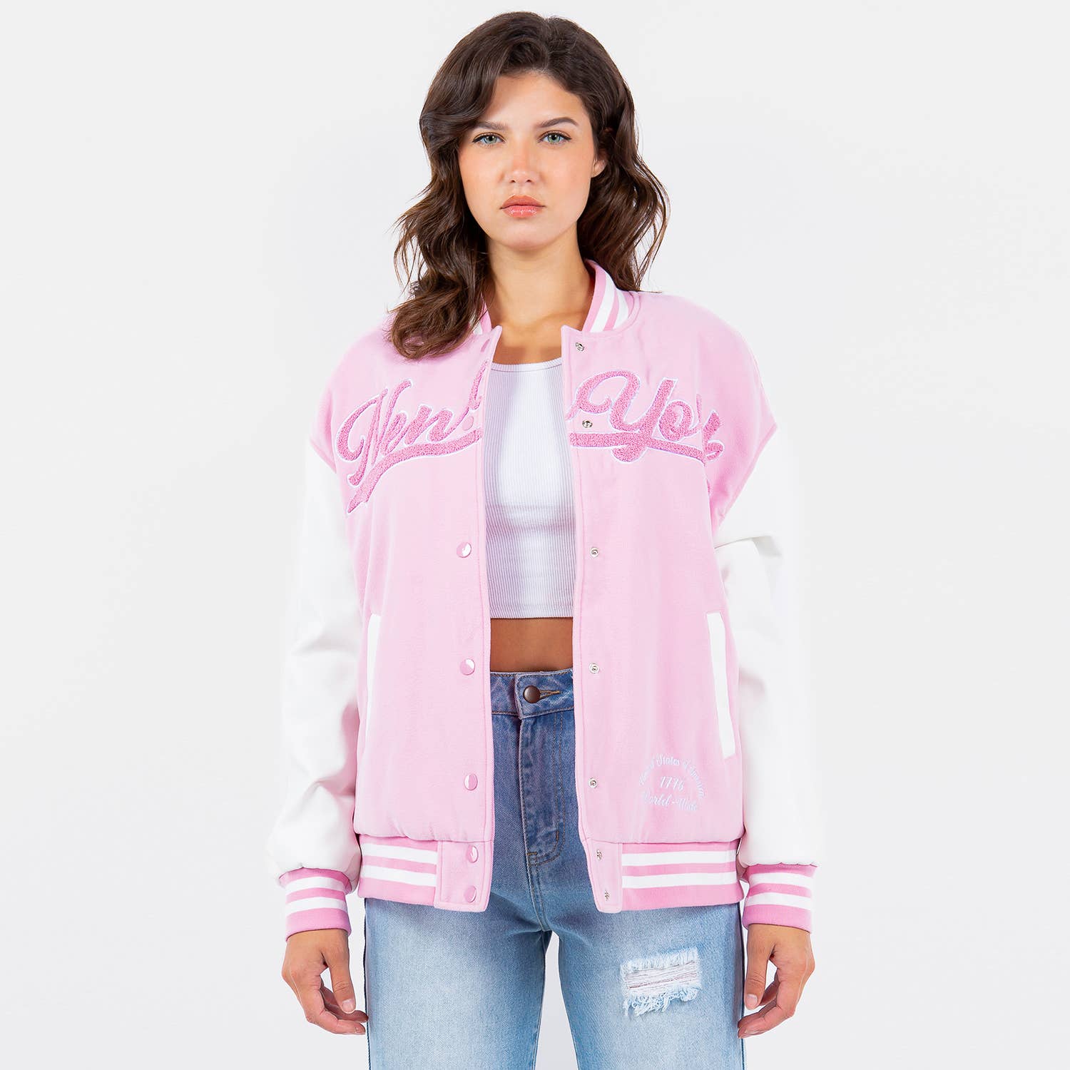 American Bazi – Casaco de equipa universitária/basebol – Mulher por atacado – COLETES VARSITY NEW YORK - RJK9411NY6