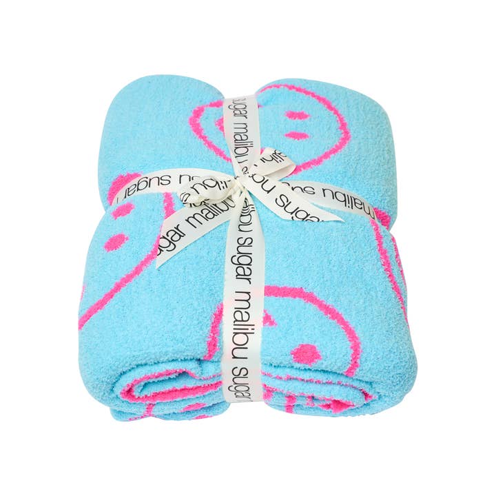 Malibu Sugar - Wholesale Throw Blanket - Smiley Face & Lightning Plush Throw Blankets - 5 styles!