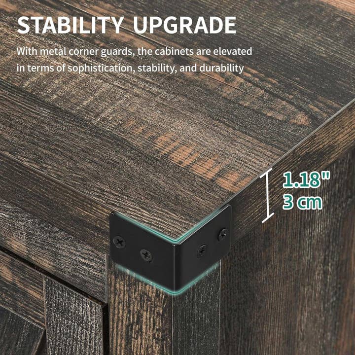 Farmhouse Sideboard Buffet Cabinet 55 Inch Dark Oak for wholesale on Faire5