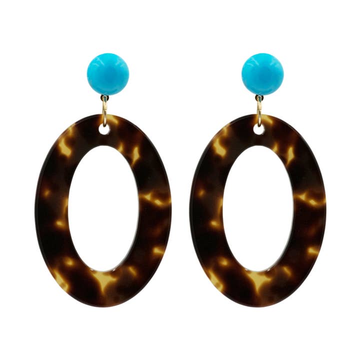 Åbne ovale øreringe, skildpadde for engroshandel hos Katie Bartels Jewelry