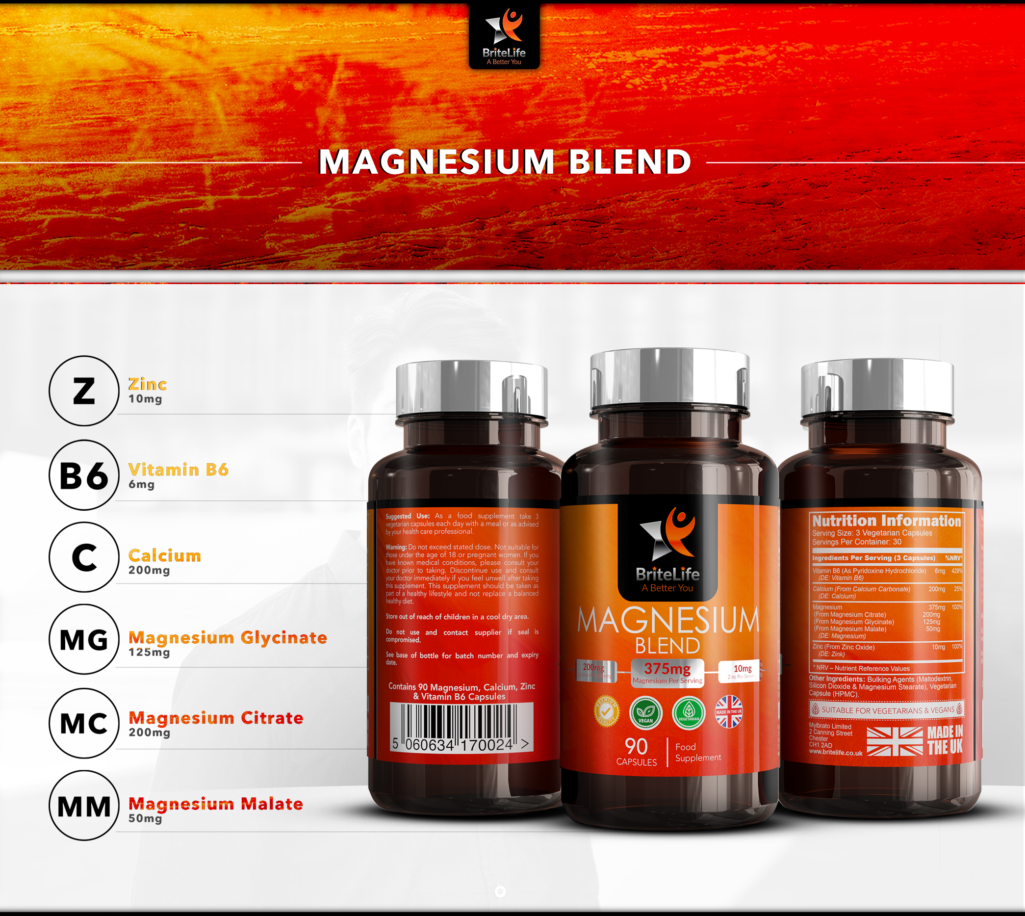 Focus Supplements – wholesale Oral supplement/vitamin – Magnesium Blend (375mg) 90 Capsules4