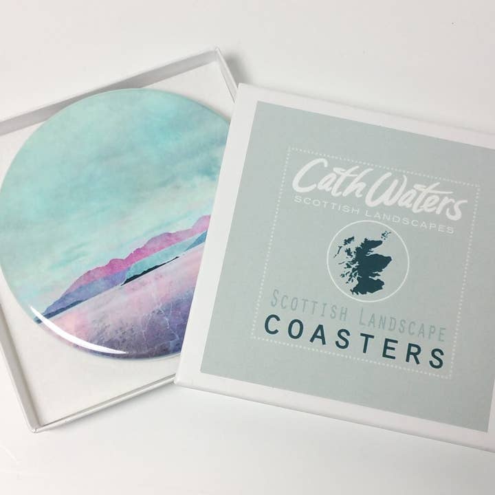 Cath Waters Scottish Landscapes - Wholesale Onderzetters - Geluid van Mull Ceramic Coaster Gift Boxed1
