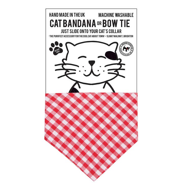 Kattenbandana in rood gingham voor wholesale door Creature Clothes