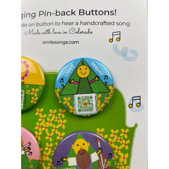 Smile Songs - Wholesale Lapel Pin/Button - Nature Lovers Pin Back Button Set - QR Code Singing Pins5