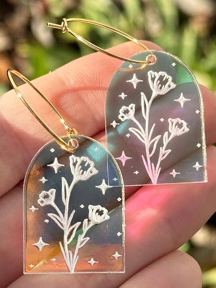 Iridescent Veronica Floral Arch Earrings for wholesale by ShlemonArt