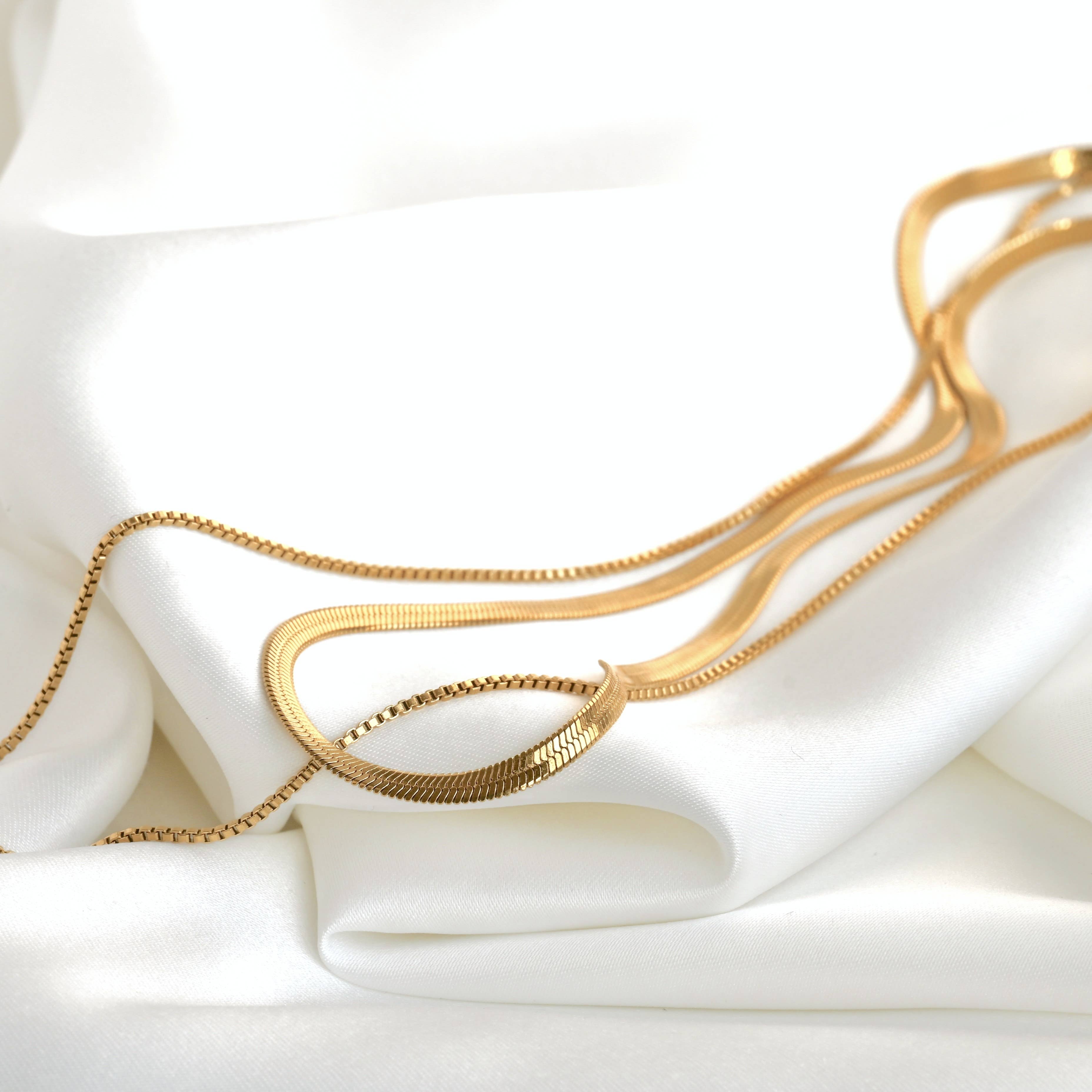 Blueyejewelry – Großhandel Gliederhalskette – Mehrlagige Halskette mit Fischgrätmuster — Boxketten-Set8