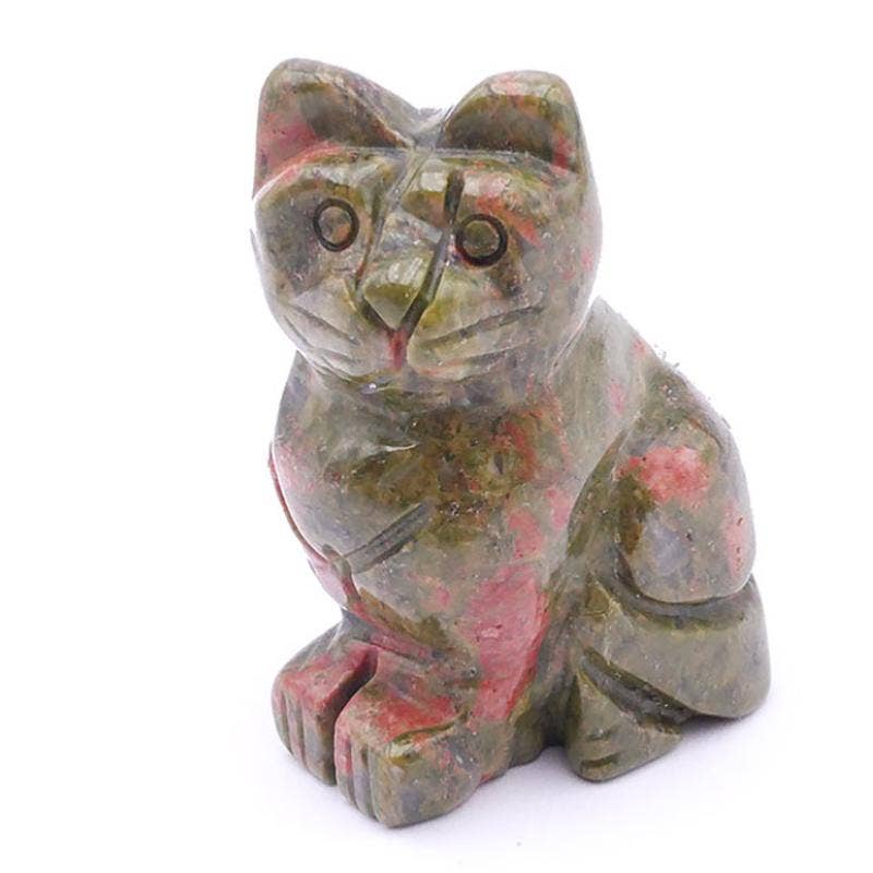 La Boîte à Cailloux - Wholesale Decorative Figurine - Unakite cat South Africa A 50mm0