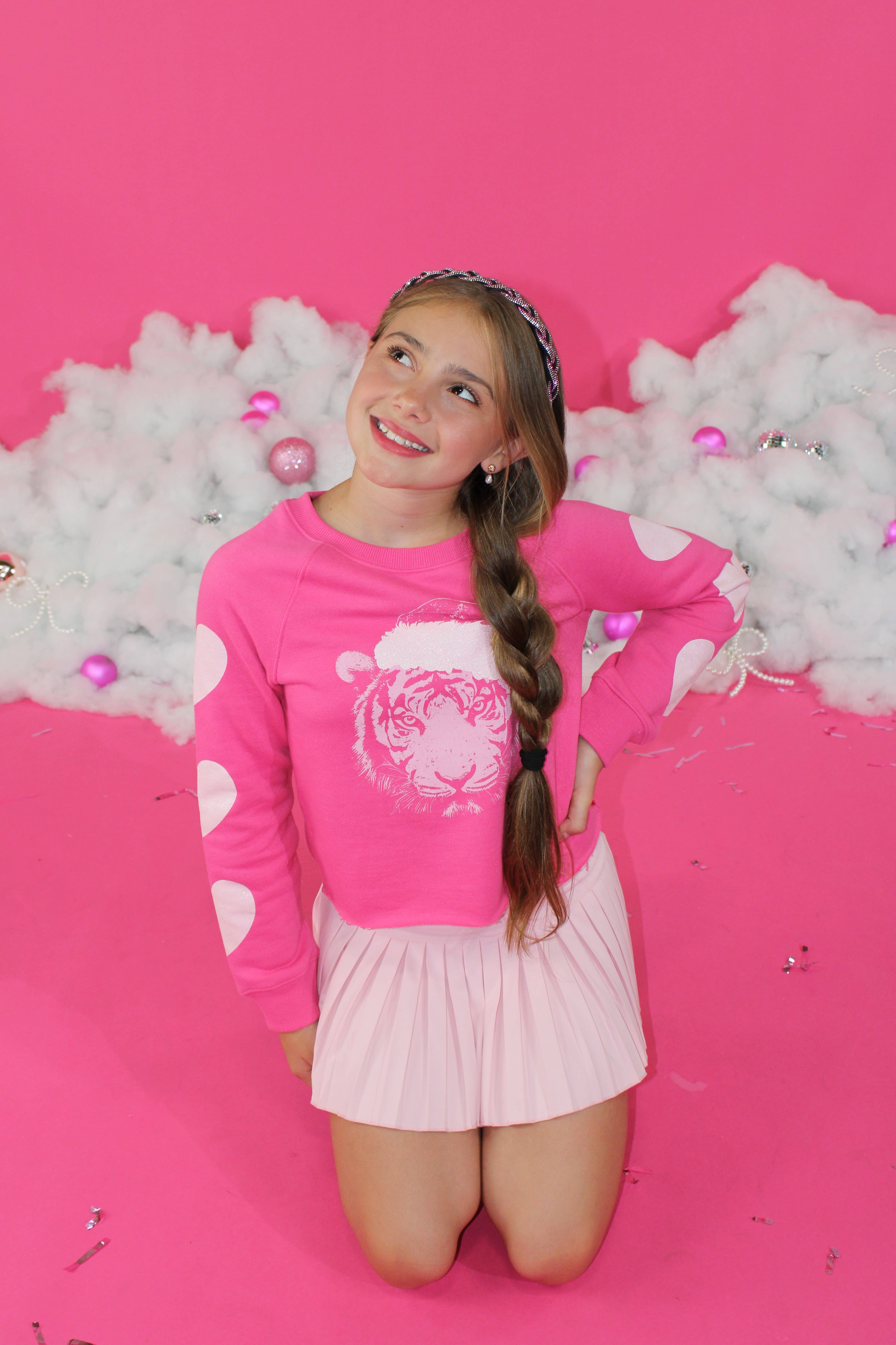 Paper Flower - Wholesale Sweatshirt - Kids - Christmas Tiger Sweatshirt - TWEEN GIRLS0