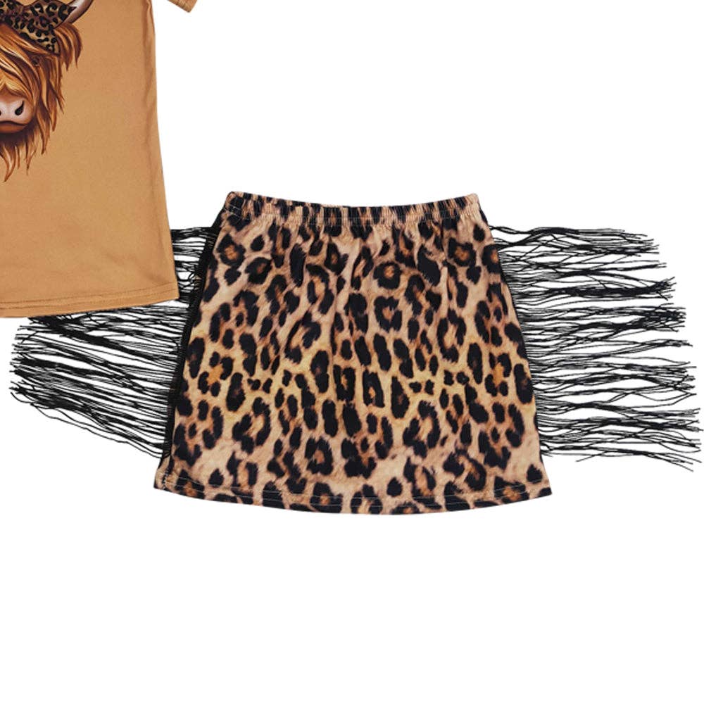 Aier Wholesale - Wholesale Top & Skirt Set - Kids - Baby Girls Cow Western Tassel Skirts Clothes Sets4