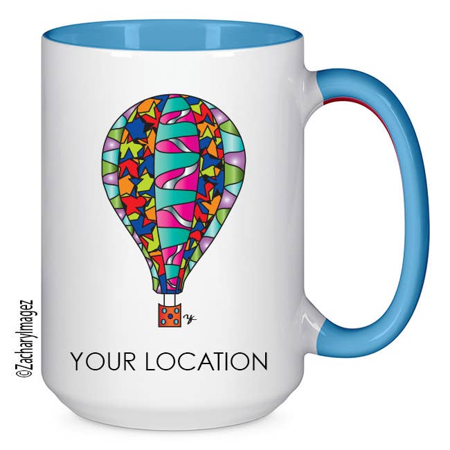 Tasse en céramique colorée Hot Air Balloon 2 15 oz pour la vente par Zachary Imagez