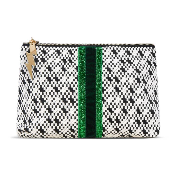 BLACK/WHITE WEAVE CLUTCH for wholesale by Cockatoo