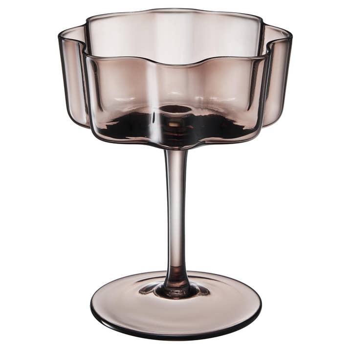 The Wine Savant / Khen Glassware - Wholesale Cocktail/Liquor Glass - Flower Wave Coupe Cocktail Glasses | Set of 6 | Muted Colors5